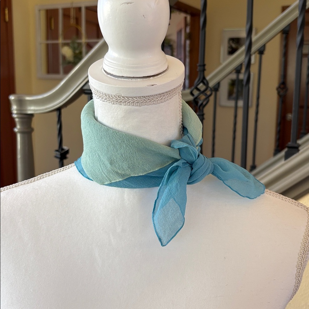 Two-Tone Blue and Sea Green Scarf
